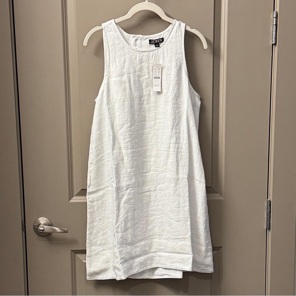 J.Crew Maxine Button Back Linen Shift Dress, White - Picture 4 of 6